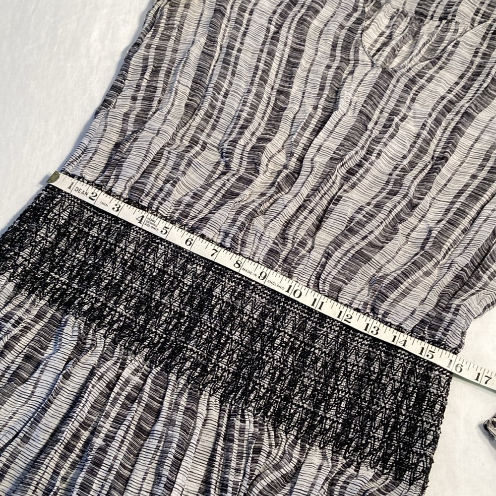 Club Monaco printed dress chiffon silk black grey 8 - Picture 10 of 16